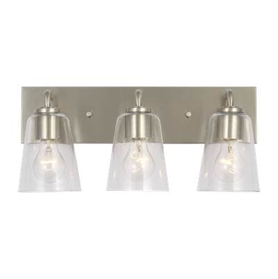 Generation Lighting Miles Large Bath Sconce in Brushed Nickel with Clear Glass Bulb(s) Not... by Generation Lighting