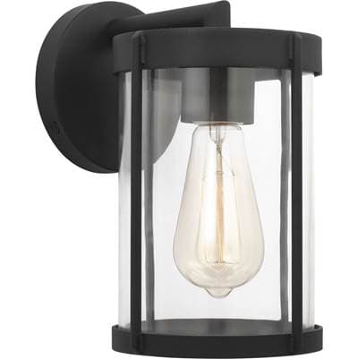 Generation Lighting Luning Small Lantern Textured Black Clear Glass