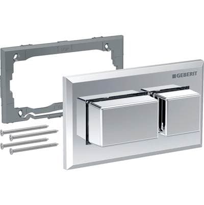 Geberit Actuator for Remote Flush Actuation, Square Design, Pneumatic, Protruding: Chrom / Glossy by Geberit