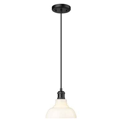 Golden Lighting Yep By Golden Lighting Carver 1-light Pendant in Matte Black and Vintage Milk... by Golden Lighting