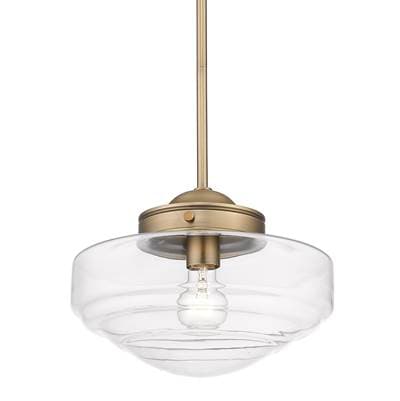 Golden Lighting Ingalls 1-light 12in Pendant in Modern Brass and Clear Glass