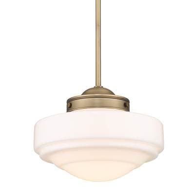 Golden Lighting Ingalls 1-light 12in Pendant in Modern Brass and Vintage Milk Glass