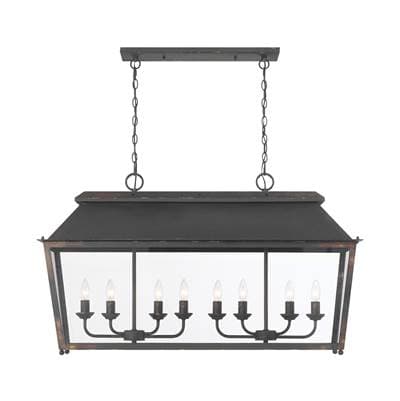 Golden Lighting Abingdon 8-light Island Light - Antique Black Iron