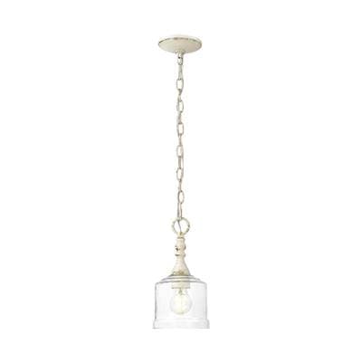 Golden Lighting Keating 1-light Pendant in Antique Black Iron and Hammered Water Glass - Antique...