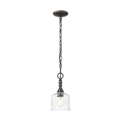 Golden Lighting Keating 1-light Pendant in Antique Ivory and Hammered Water Glass