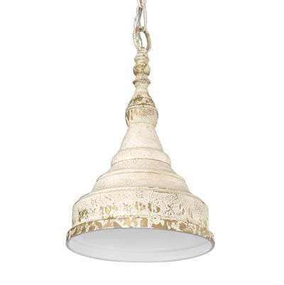 Golden Lighting Keating 1-light Pendant in Antique Ivory and Antique Ivory Shade by Golden Lighting