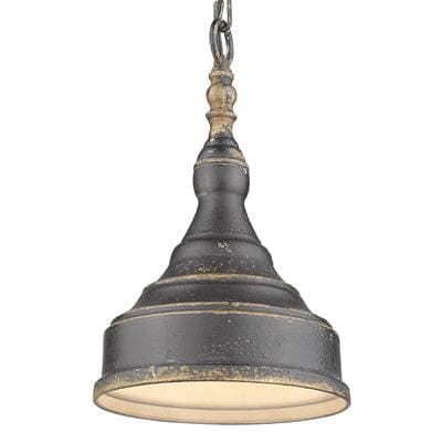 Golden Lighting Keating 1-light Pendant in Antique Black Iron and Antique Black Iron Shade -...