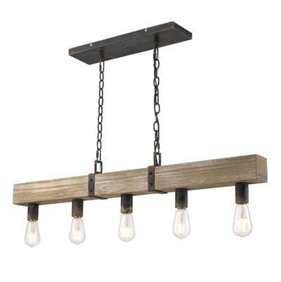Golden Lighting Garrett 5-light Island Light - Antique Black Iron