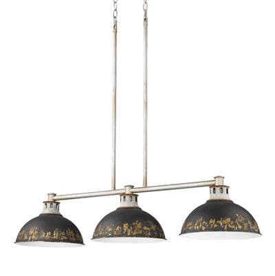Golden Lighting Kinsley 3-light Island Light in Antique Black Iron Shade - Aged Galvanized Steel