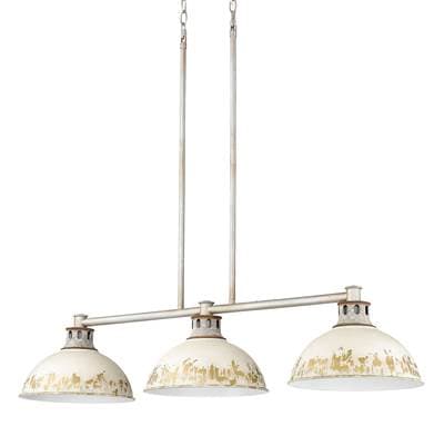 Golden Lighting Kinsley 3-light Island Light in Antique Ivory Shade - Aged Galvanized Steel by Golden Lighting