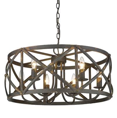 Golden Lighting Alcott 6-light Chandelier - Antique Black Iron by Golden Lighting