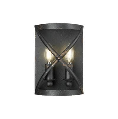 Golden Lighting Alcott 2-light Wall Sconce - Antique Black Iron