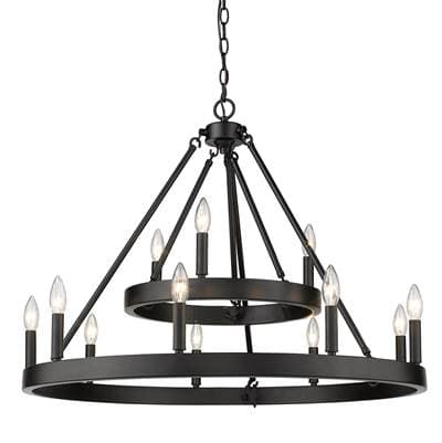 Golden Lighting Alastair 12-light Chandelier in Matte Black - Matteblack by Golden Lighting