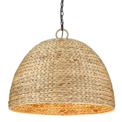 Golden Lighting Rue 8-light Chandelier in Matte Black and Woven Sweet Grass Shade - Matteblack