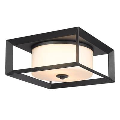 Golden Lighting Smyth 2-light Outdoor Ceiling in Natural Black and Opal Glass - Naturalblack by Golden Lighting