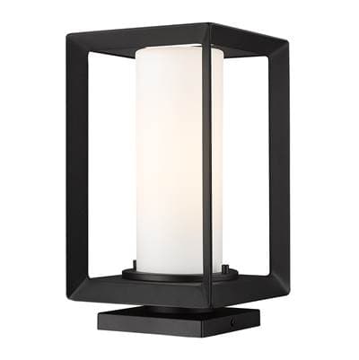 Golden Lighting Smyth 1-light Outdoor Pier Mount in Natural Black and Opal Glass - Naturalblack by Golden Lighting
