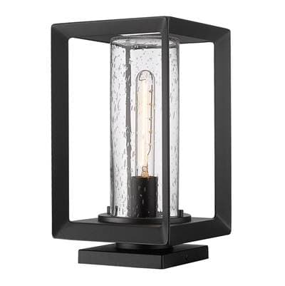 Golden Lighting Smyth 1-light Outdoor Pier Mount in Natural Black and Seeded Glass - Naturalblack by Golden Lighting