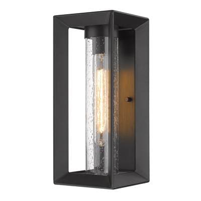 Golden Lighting Smyth 1-light Outdoor Wall in Natural Black and Seeded Glass - Naturalblack by Golden Lighting