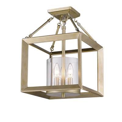 Golden Lighting Smyth 3-light Semi-Flush Mount in White Gold