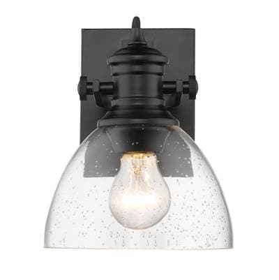 Golden Lighting Yep By Golden Lighting Hines 1-light Vanity in Matte Black and Seeded Glass -...
