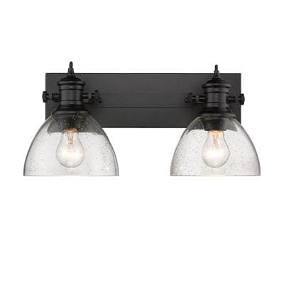 Golden Lighting Yep By Golden Lighting Hines 2-light Vanity in Matte Black and Seeded Glass -...