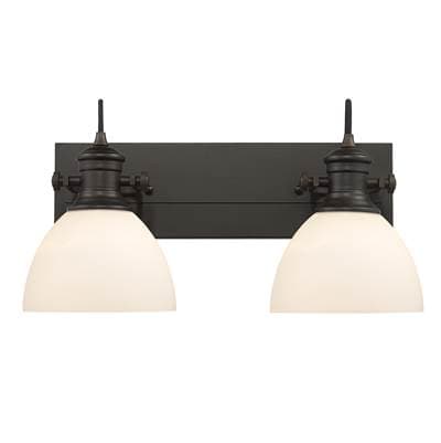 Golden Lighting Yep By Golden Lighting Hines 2-light Vanity in Rubbed Bronze and Opal Glass -...