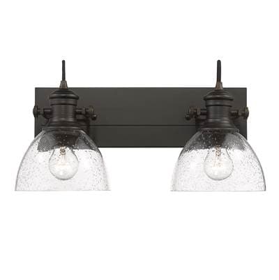 Golden Lighting Yep By Golden Lighting Hines 2-light Vanity in Rubbed Bronze and Seeded Glass -...