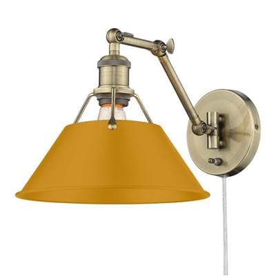 Golden Lighting Yep By Golden Lighting Orwell 1-light Swing Arm Wall Lamp in Aged Brass and Auric... by Golden Lighting
