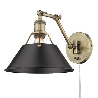 Golden Lighting Yep By Golden Lighting Orwell 1-light Swing Arm Wall Lamp in Aged Brass and Matte...
