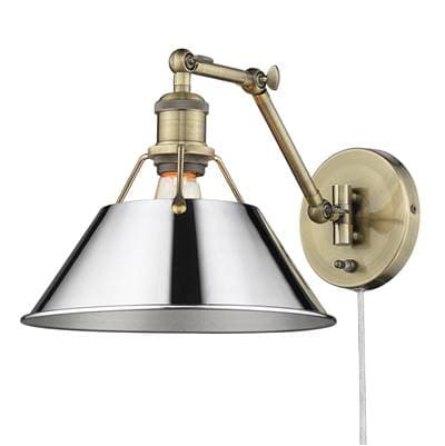 Golden Lighting Yep By Golden Lighting Orwell 1-light Swing Arm Wall Lamp in Aged Brass and...