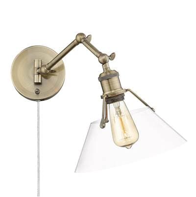 Golden Lighting Yep By Golden Lighting Orwell 1-light Swing Arm Wall Lamp in Aged Brass and Clear...