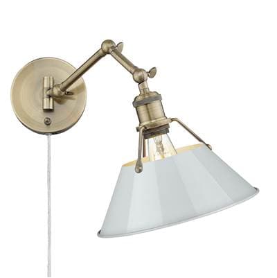 Golden Lighting Yep By Golden Lighting Orwell 1-light Swing Arm Wall Lamp in Aged Brass and Dusky...
