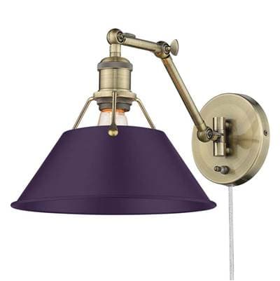 Golden Lighting Yep By Golden Lighting Orwell 1-light Swing Arm Wall Lamp in Aged Brass and...