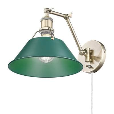 Golden Lighting Yep By Golden Lighting Orwell 1-light Swing Arm Wall Lamp in Aged Brass and Pine...
