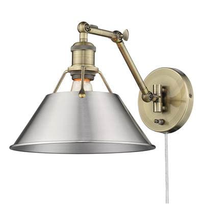 Golden Lighting Yep By Golden Lighting Orwell 1-light Swing Arm Wall Lamp in Aged Brass and...