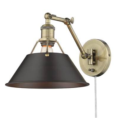 Golden Lighting Yep By Golden Lighting Orwell 1-light Swing Arm Wall Lamp in Aged Brass and...
