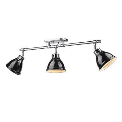 Golden Lighting Yep By Golden Lighting Duncan 3-light Semi-flush Mount in Chrome and Black Shade...