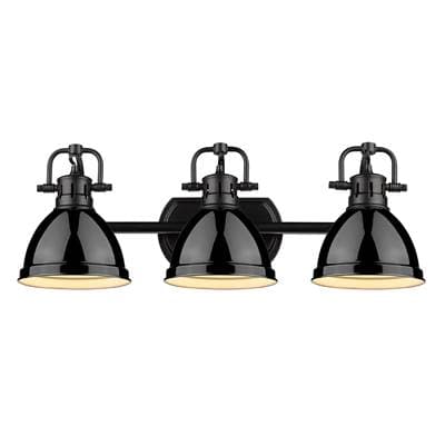 Golden Lighting Yep By Golden Lighting Duncan 3-light Vanity in Matte Black and Black Shade -... by Golden Lighting