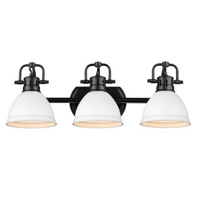 Golden Lighting Yep By Golden Lighting Duncan 3-light Vanity in Matte Black and Matte White Shade... by Golden Lighting