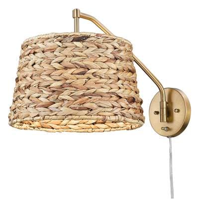 Golden Lighting Wry Lighting Ryleigh 1-light Swing Arm in Brushed Champagne Brass and Woven Sweet... by Golden Lighting