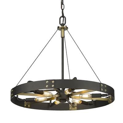 Golden Lighting Vaughn 6-light Pendant in Natural Black and Aged Brass Accents - Naturalblack by Golden Lighting