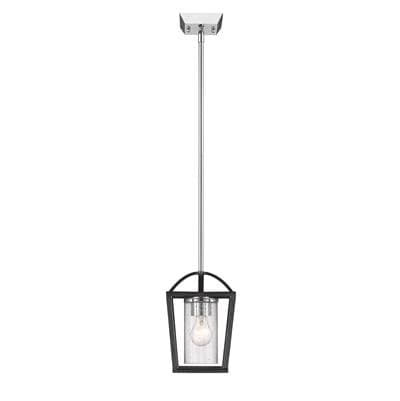 Golden Lighting Mercer 1-light Pendant in Matte Black and Chrome Accents - Matteblack