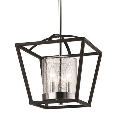 Golden Lighting Mercer 3-light Chandelier in Matte Black and Chrome Accents - Matteblack by Golden Lighting