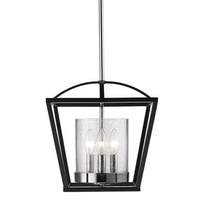 Golden Lighting Mercer 3-light Semi-flush Mount in Matte Black and Chrome Accents - Matteblack by Golden Lighting