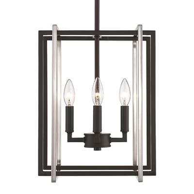 Golden Lighting Tribeca 4-light Pendant in Matte Black and Pewter Accents - Matteblack by Golden Lighting