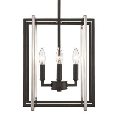 Golden Lighting Tribeca 4-light Pendant in Matte Black and Pewter Accents