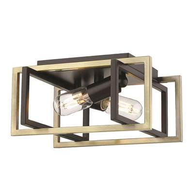 Golden Lighting Tribeca 2-light Flush Mount in Matte Black and Aged Brass Accents - Matteblack by Golden Lighting