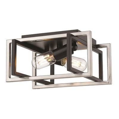 Golden Lighting Tribeca 2-light Flush Mount in Matte Black and Pewter Accents - Matteblack by Golden Lighting