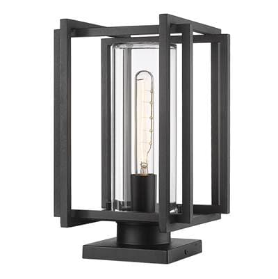 Golden Lighting Tribeca 1-light Outdoor Pier Mount in Natural Black and Clear Glass - Naturalblack