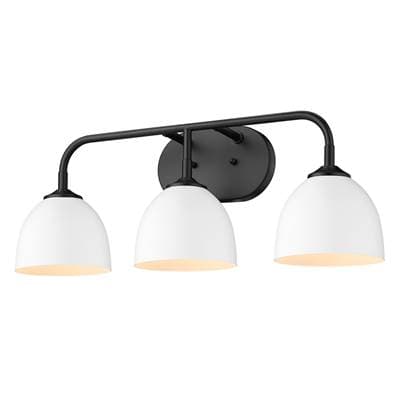 Golden Lighting Yep By Golden Lighting Zoey 3-light Vanity in Matte Black and Matte White Shade -...